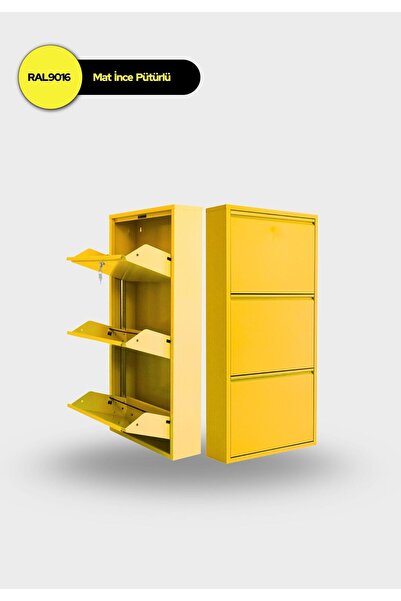 mobilyapratik 3'lü Metal Ayakkabılık - Sarı