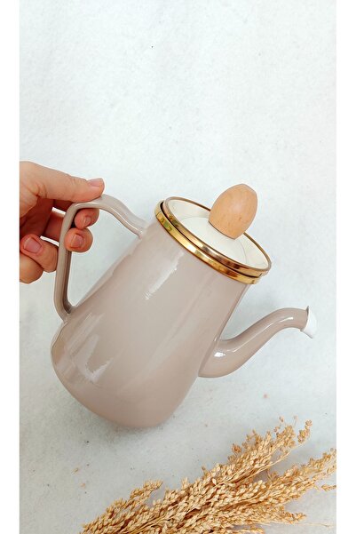 EBRULİEMAYE Cappuccino Beige Enameled Jug 950 ml Herb Coffee Infuser Enameled Infuser