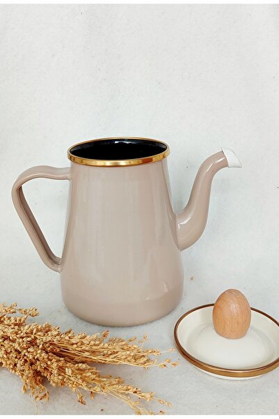 EBRULİEMAYE Cappuccino Beige Enameled Jug 950 ml Herb Coffee Infuser Enameled Infuser