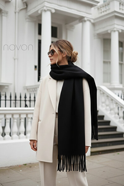 novon وشاح كلاين ذو الملمس الناعم مع تفاصيل شراشيب من الصوف عالي الجودة (195 ...