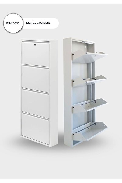 mobilyapratik Kilitli 4'lü Metal Ayakkabılık - Beyaz