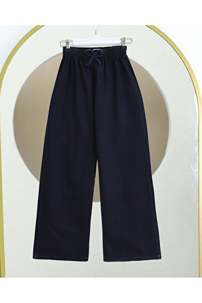 HİJABAYA Lace Detailed Elastic Waist Wide Leg Jeans