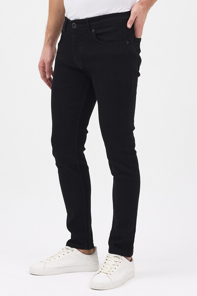 jean black بنطلون جينز رجالي مستقيم باللون الأسود الداكن قصة ضيقة ضيق القصة م...