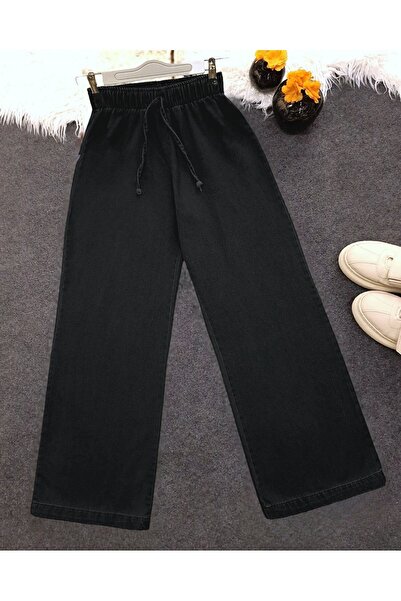 HİJABAYA Wide Leg Jeans with Elastic Waist and Lace Detail