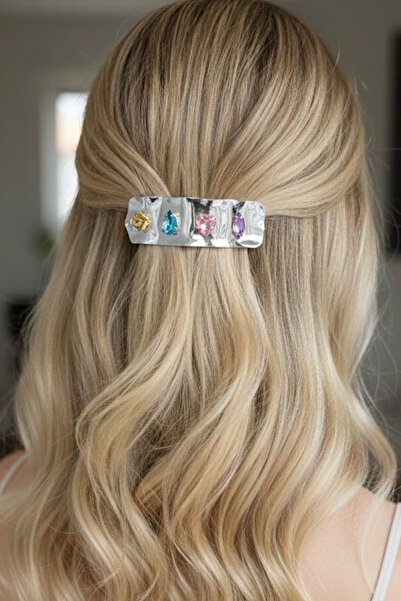 CAŞ DEKORASYON Ασημί Χρώμα Πέτρα Λεπτομερής Πόρπη Μηχανής Πώλησης