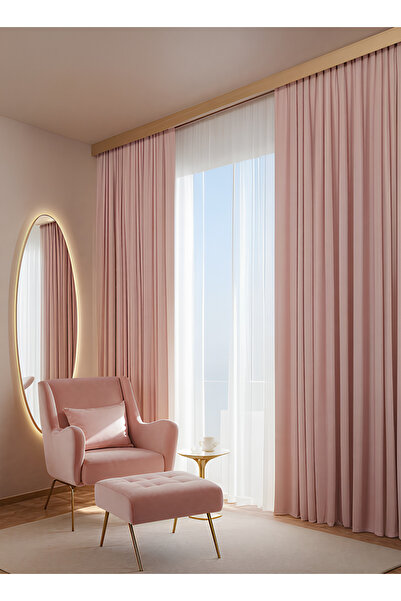 Bercem Home ستارة خلفية من الإيفون المخملي ذو الملمس المميز - بودرة - (تركيب بدون طيات)