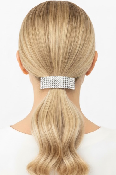 CAŞ DEKORASYON Сребърна камък детайл гумена заколка