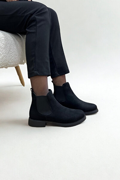 inizio Μαύρες σουέτ γυναικείες μπότες Chelsi Daily V4257