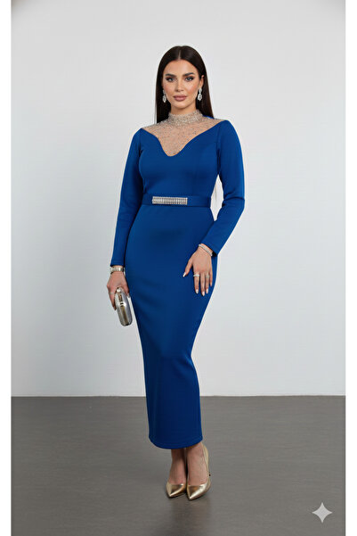 CAREZZA Auralis – Вечерна рокля с тюлен яка с камъни