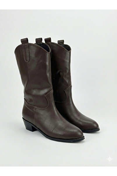 LOVE SHINE Furya Rodeo Uzun Kovboy Kadın Bot Suni Deri Büyük Numara