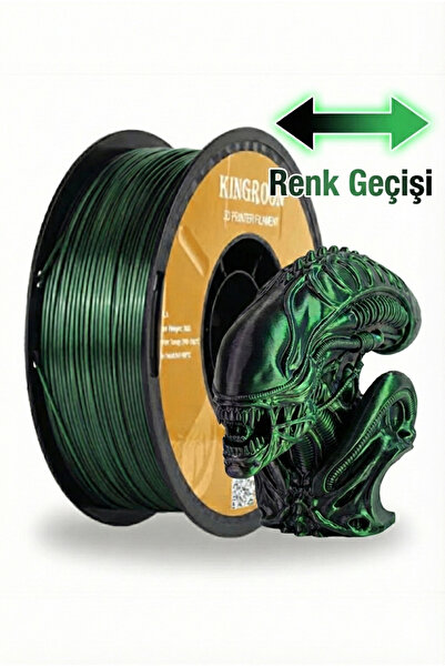 KINGROON Çift Renkli Silk PLA 1.75 MM 1Kg Siyah Yeşil - Matrix Tonu Açıya Gör...