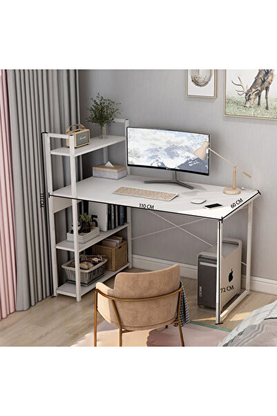 ZUIHAO Home Office Writing Computer Desk Modern Simple Study Table with Bookshelf 110x60x110cm