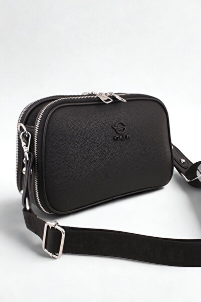 GALB LEATHER Culoare neagră, mărime medie, piele simplă, zilnic, cu 5 compart...