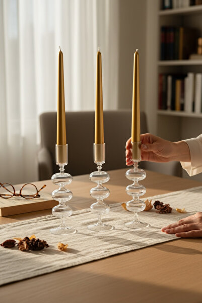 EVSTYLE CAM ŞAMDAN ÜÇLÜ - BOĞUMLU MODEL