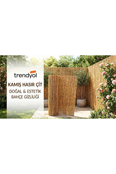AYGHOME 2 Metre X 6 Metre Doğal Hasır Kamış Bahçe Çiti Balkon Çiti Gölgelik T...