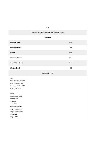 Form Metal 72397 داسيا 5 قنوات 10 أسنان 595656 1 ترس بادئ الحركة