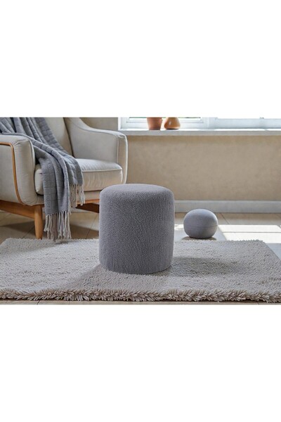 Framgan Teddy Düz Puff - Yuvarlak Puf – Makyaj Masası Pufu - Dekoratif Ayak U...