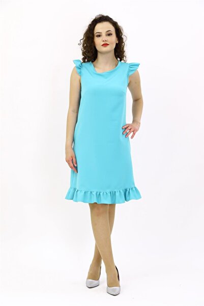 ÖNDER ÖZSOY Ruffle Dress -turquoise