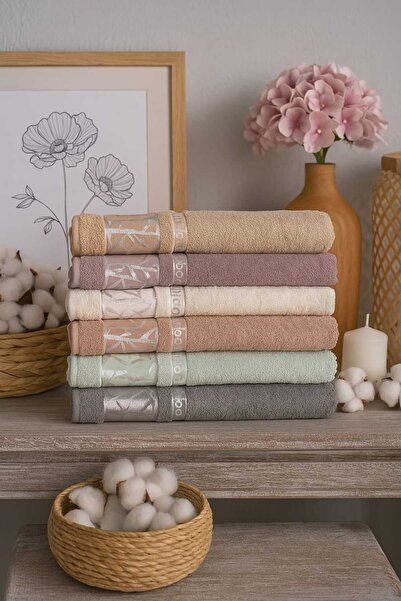 Mela Home Set de 6 prosoape pentru mâini și față cu model bambus 50*90 cm - Set de prosoape - Poștă de nuntă - Cadou - Bucătărie bumbac 100%