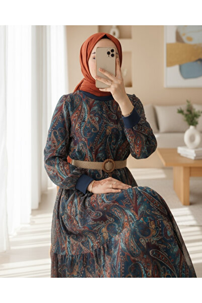 HİJABAYA Fustă cu model etnic rochie din șifon căptușită parțial