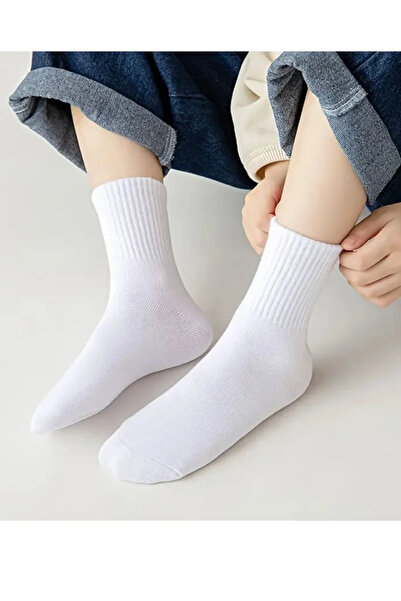 Esinti 8 Pairs Unisex Black White Plain College Socks 8-Pack Cotton Women Men Socks (8 Pairs)