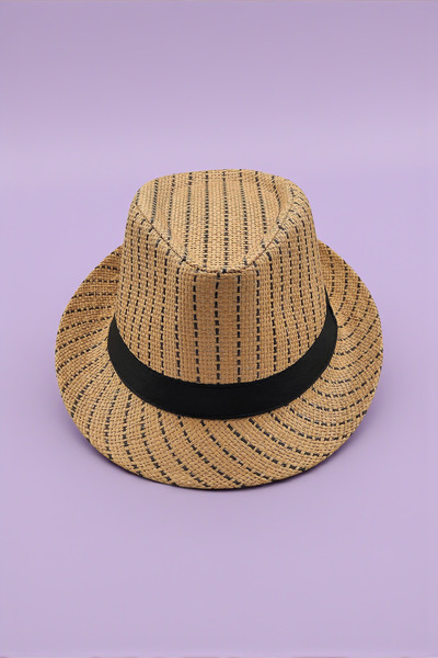 Milleniva قبعة صيفية مخططة من القش بنما فيدورا