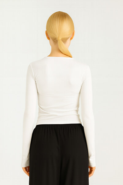 RABTEKS Γυναικεία μαύρη ελαστική καθημερινή μπλούζα με στρογγυλή λαιμόκοψη Soft Touch