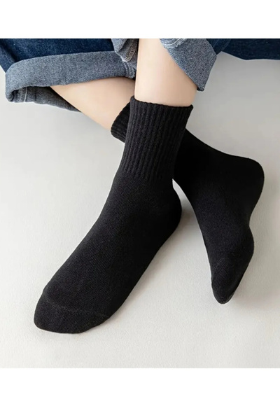 Esinti 8 Pairs Unisex Black White Plain College Socks 8-Pack Cotton Women Men Socks (8 Pairs)