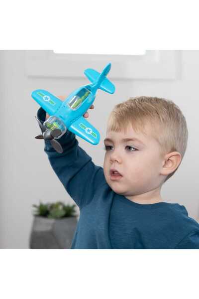 Fat Brain Toys Playviators Airplane, Blue, with Gravity Motor