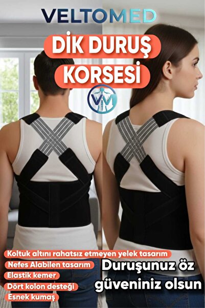 Veltomed Ortopedik Dik Duruş Korsesi Kamburluk Sırt Omuz Korse Dik Durmak Içi...
