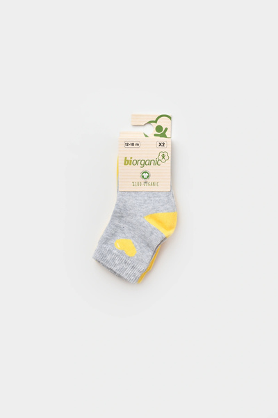 Biorganic Hi Kız 2'Li Socks Gray-Yellow