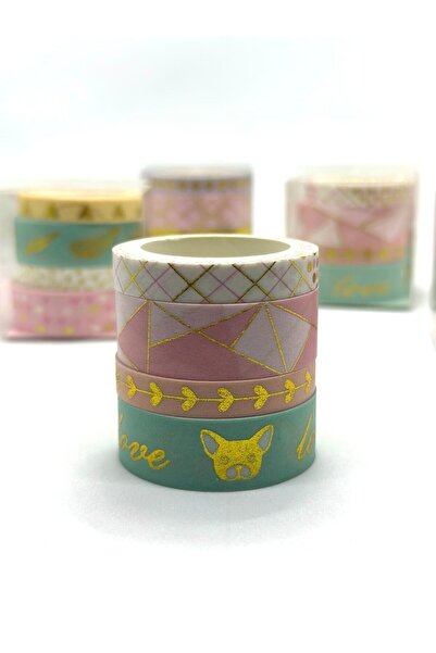 4-Piece Lux Washi Tape/gold Gilded Patterned Tape/7.5mm And 15mm Width/4 Pcs/doggy
