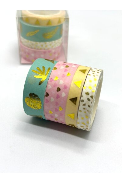 Genel Markalar 4’lü Lux Washi Tape/altın Yaldızlı Desenli Bant/7.5mm Ve 15mm ...