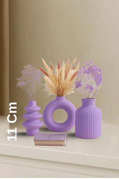 rufhomedesign 3lü 11 Cm Minimalist İskandinav Tarzı Bohem Vazo Hediyelik Pint...