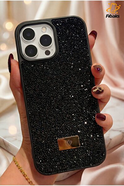 Fibaks Apple iPhone 11 Pro Max Case with Velvet Diamond Design Black Stone Sparkling Diamond Silicone Cover