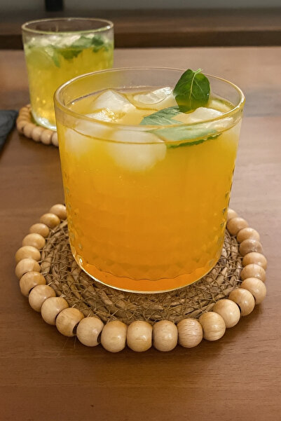 Geni حامل أكواب من الخيزران مزين بالخرز 4 قطع 10 سم