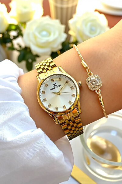 Daniel Klein %100 Orijinal Kadın Kol Saati Altın Rengi Paslanmaz Çelik Jubile Kordon Bileklik Hediyeli