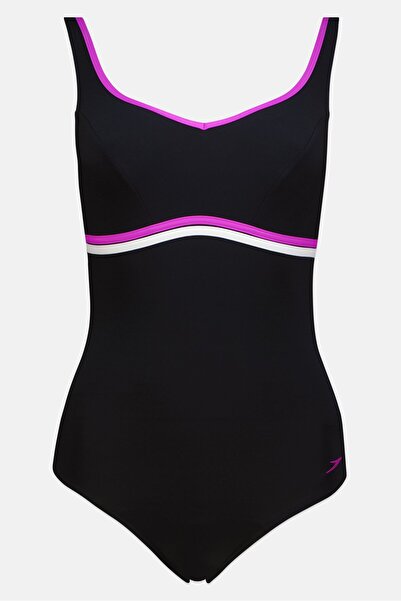SPEEDO بدلة سباحة نسائية من سكلبتشر كونتورلوكس، لون أسود