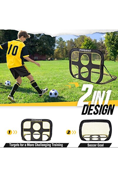 fulina Kids Soccer Goal 2 in 1, Portable Soccer Goals, Indoor Outdoor Toddler Soccer Goal with Carry Bag