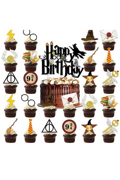 Miniso 25 قطعة 25 قطعة زينة كعكة عيد ميلاد الأطفال ذات الطابع السحري كعكة عيد ميلاد كعكة عيد ميلاد سعيد زينة كعكة عيد ميلاد