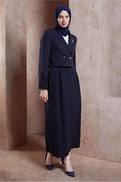 Alvina 44719 Σετ ριγέ φούστα με μοντέλο καρφίτσα