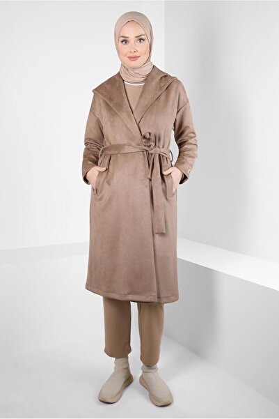 Alvina ملابس من جلد الغزال بحزام 44336