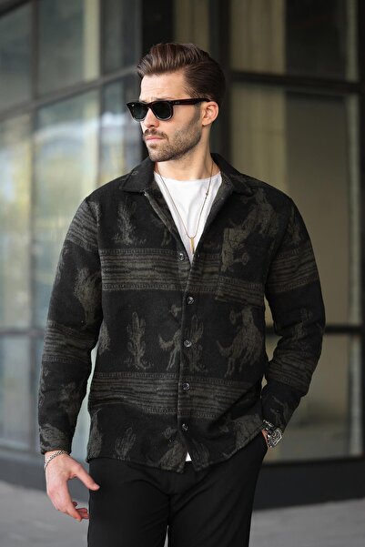 Madmext Ανδρικό πουκάμισο ξυλοκόπος με μοτίβο χακί 6727