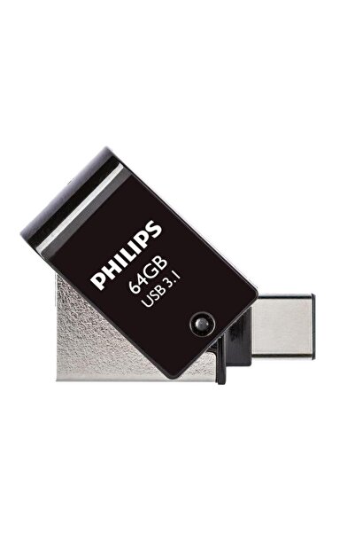 Philips Fm12Dc152B/00 128Gb 2 in 1 Type-C/Usb 3.1 Black Gray USB Flash Memory