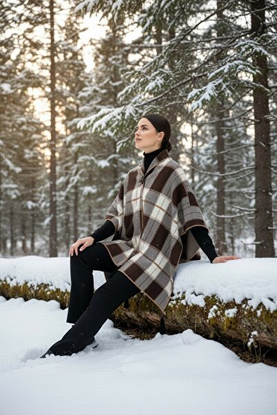 Onur Poncho - Πλεκτά υφασμάτινα πλεκτά Hijab Poncho Winter with Buttons Keep Warm Κατάστημα μόδας ποιότητας εξωτερικών ενδυμάτων