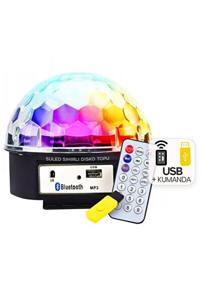 Powermaster Ledx GM-0803B Sihirli Led Dönen Disko Topu Hoparlör Kablosuz USB/...