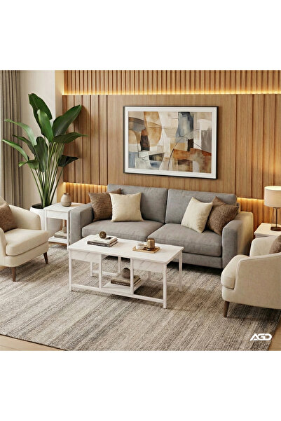 AGD 3-piece nesting coffee tables, stackable side tables, TV stand, open storage