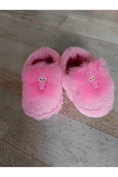 KMS HOME Kız Çocuk Labubulu Panduf Pembe Kreş Ayakkabısı Pandufu
