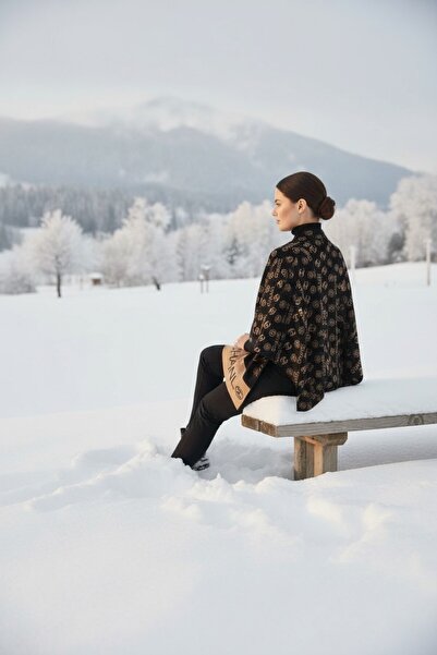 Onur معطف بانشو - ملابس خارجية منسوجة من القماش المحبوك، معطف بانشو شتوي يحاف...