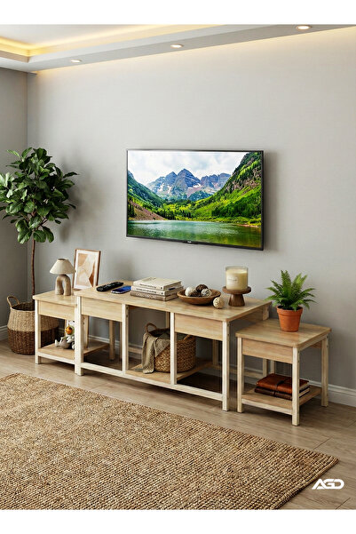 AGD طاولات قهوة متداخلة قابلة للتكديس من 3 قطع، وطاولات جانبية للتلفزيون وغرف...